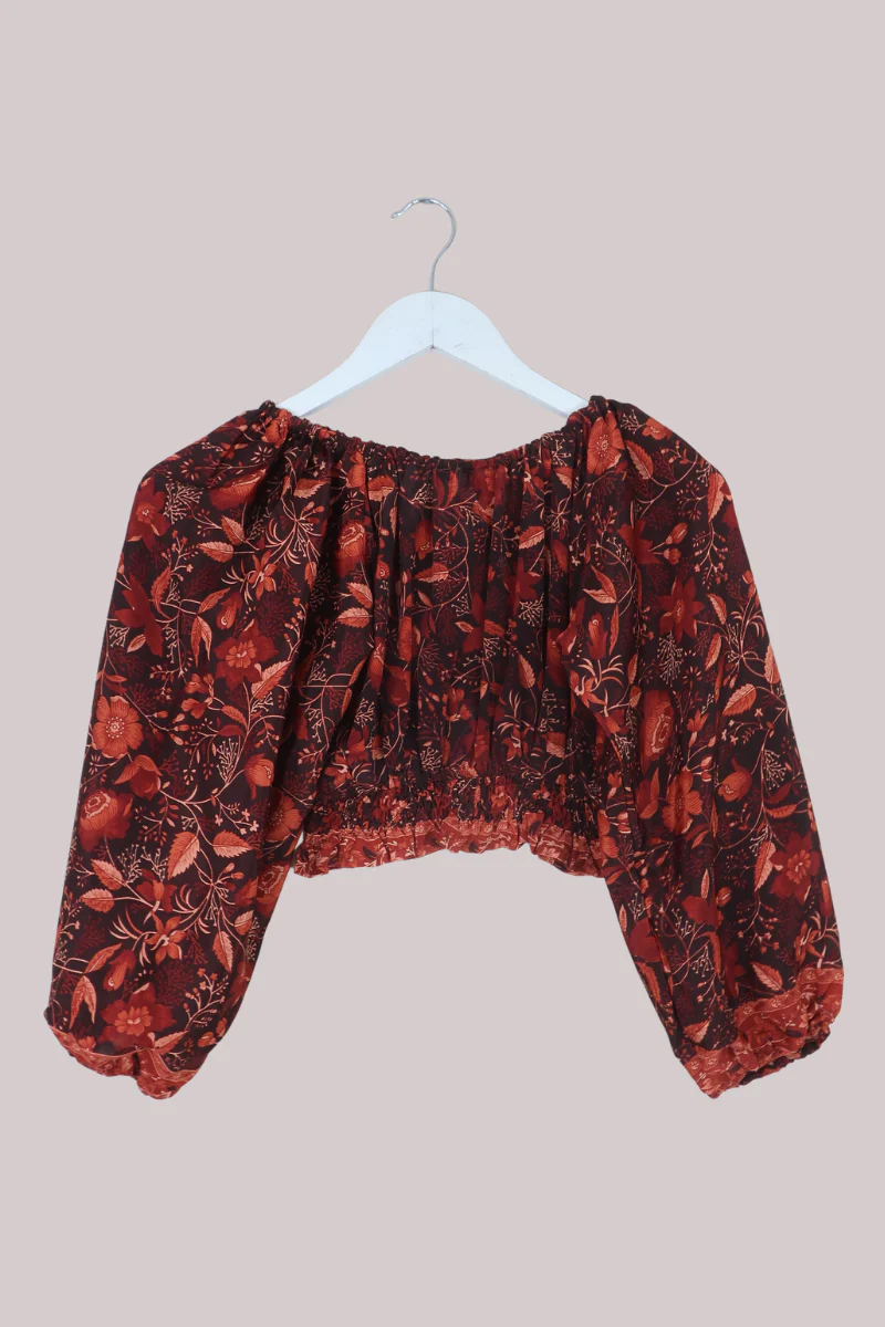 Libra Folklore Floral Crop Top in Cedar Red - Image 6
