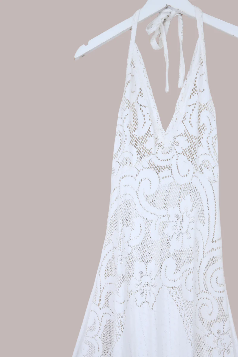 Lily Halter Maxi Dress in Amalfi White Lace - Size S - Image 2