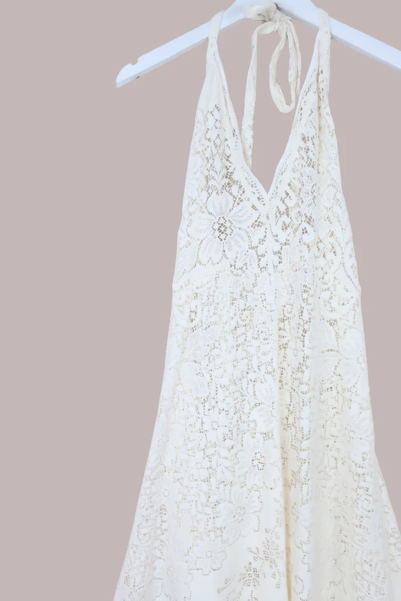 Lily Halter Maxi Dress in Cream Magnolia Lace - Size M/L - Image 2