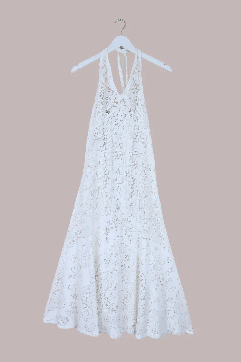 Lily Halter Maxi Dress in Josephine White Lace - Size S - Image 2