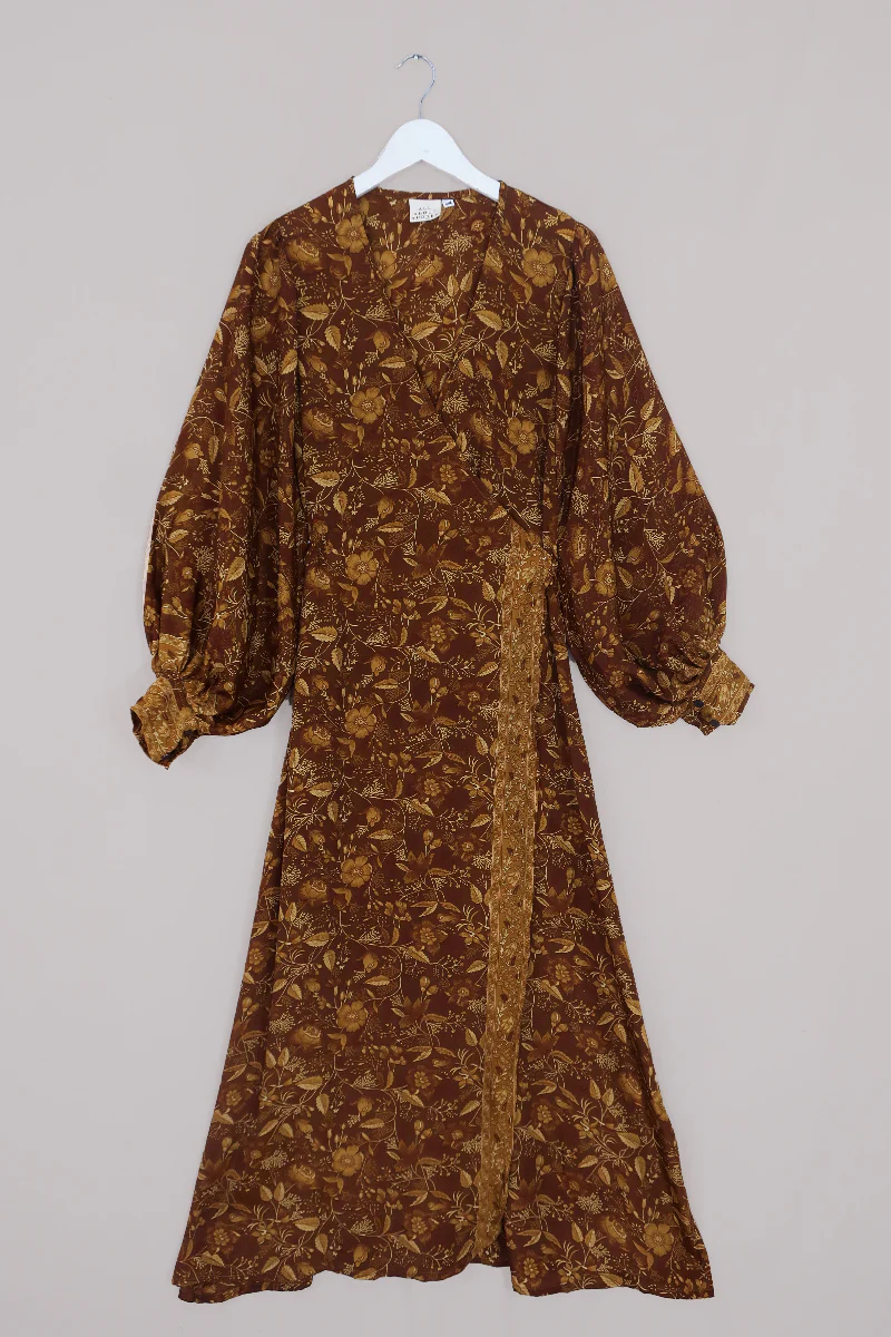 Lola Folklore Floral Wrap Dress in Witch-Hazel Gold - Image 2