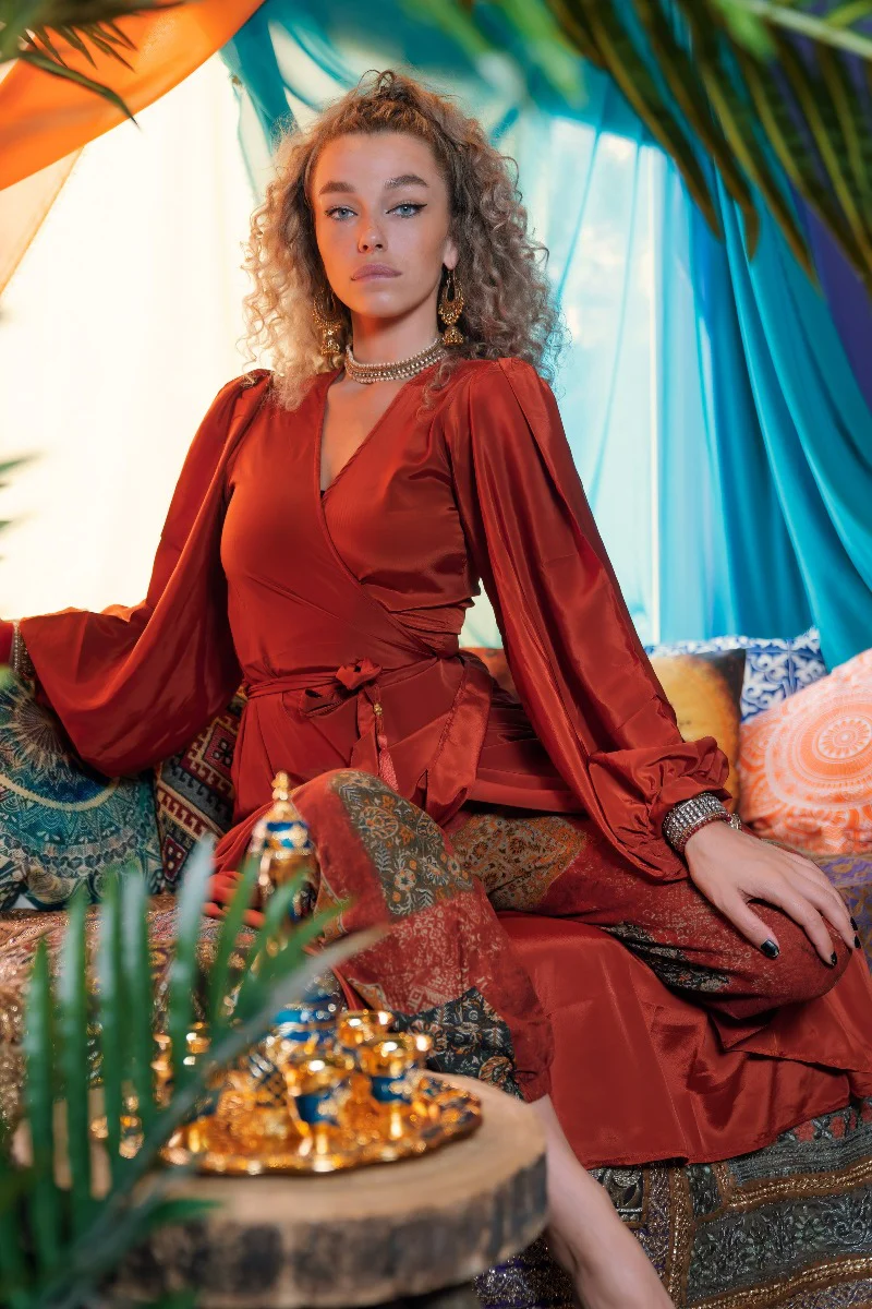 Khroma Lola Wrap Dress in Chili Red - Image 8