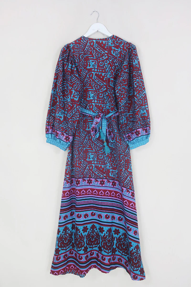 SALE | Lola Wrap Dress - Psychedelic Scarlet & Blue - Size S/M - Image 4