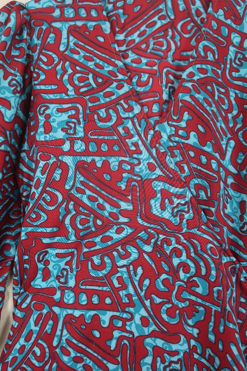SALE | Lola Wrap Dress - Psychedelic Scarlet & Blue - Size S/M - Image 6