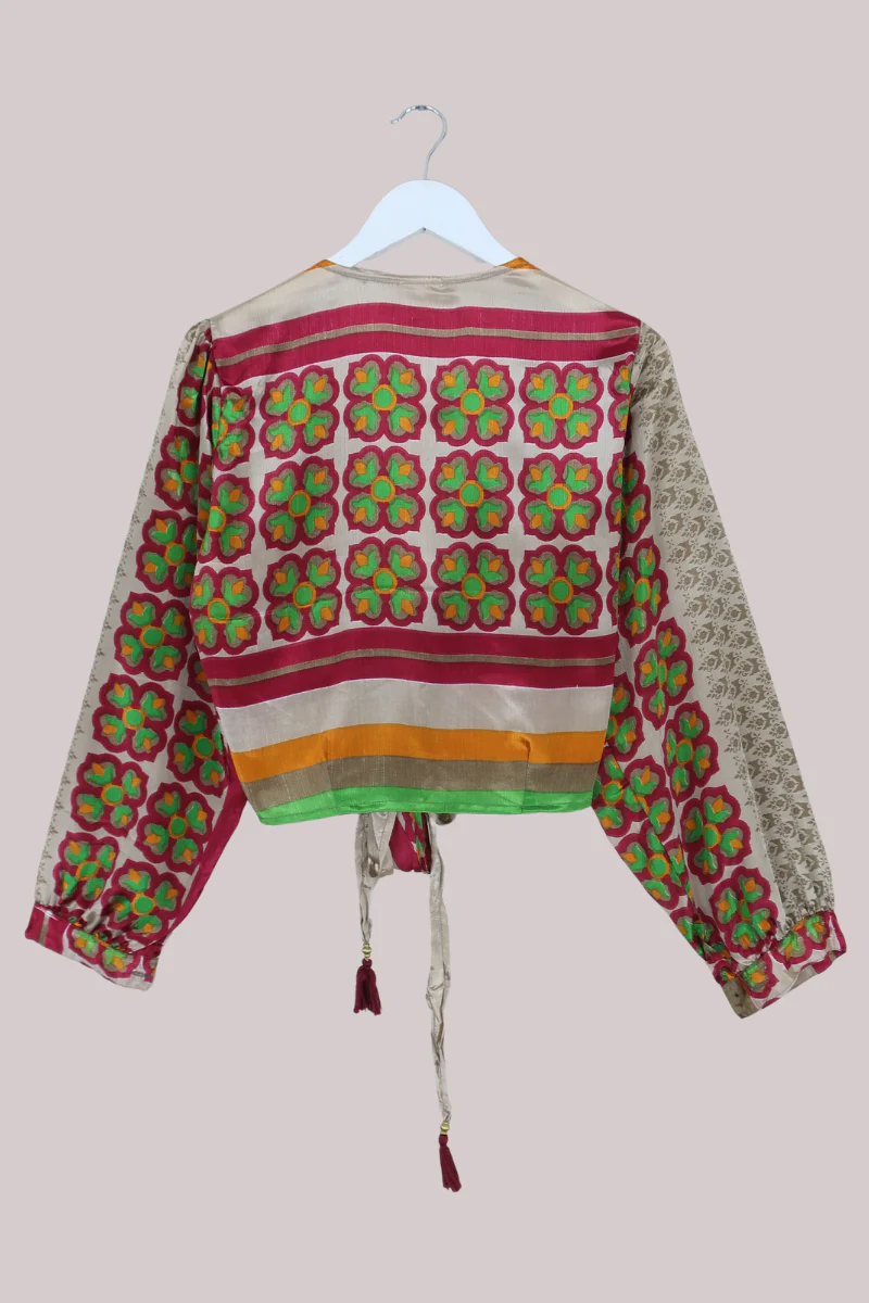 Lola Wrap Top in Magenta Floral Crests - Size XS/S - Image 3