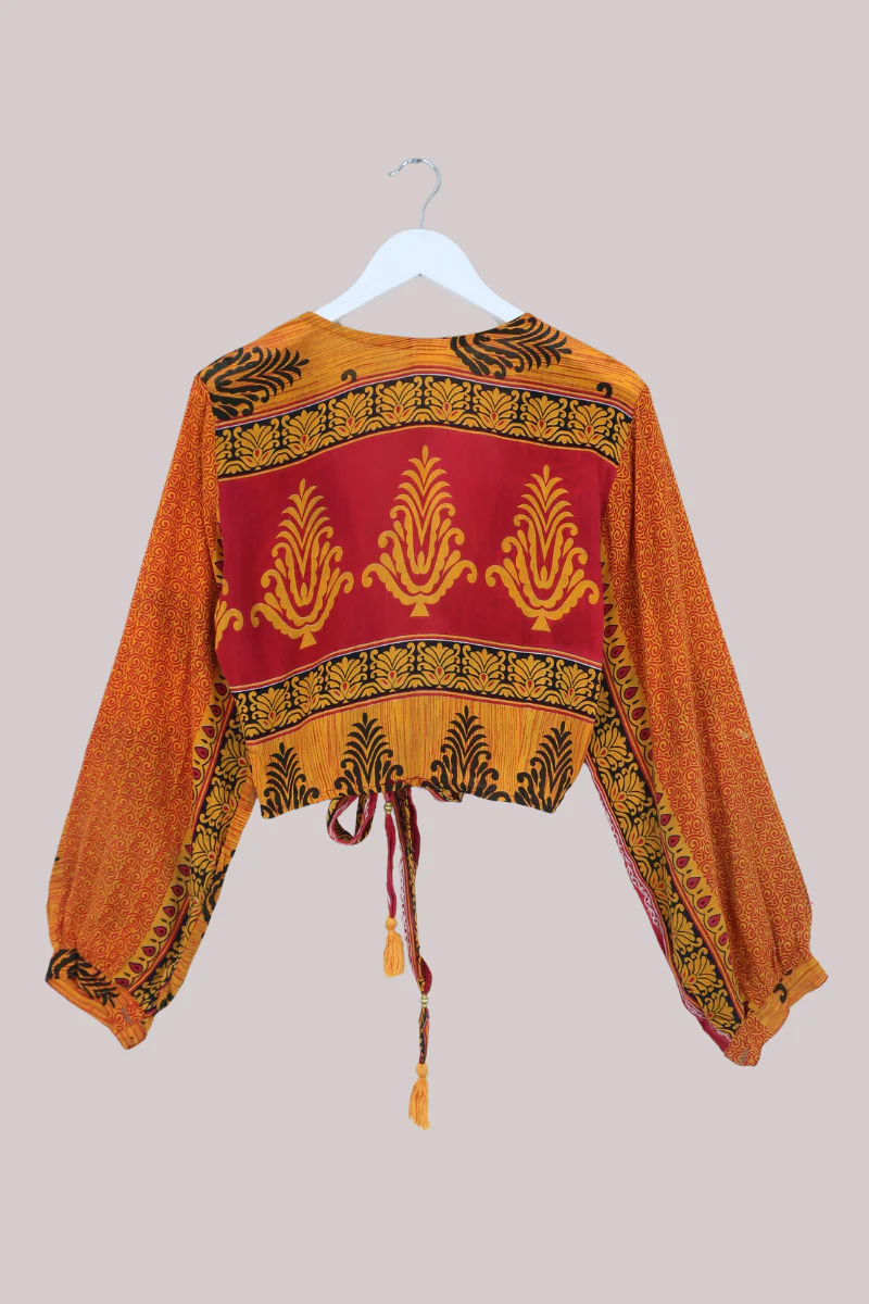 Lola Wrap Top in Royal Topaz & Garnet - Size M/L - Image 3