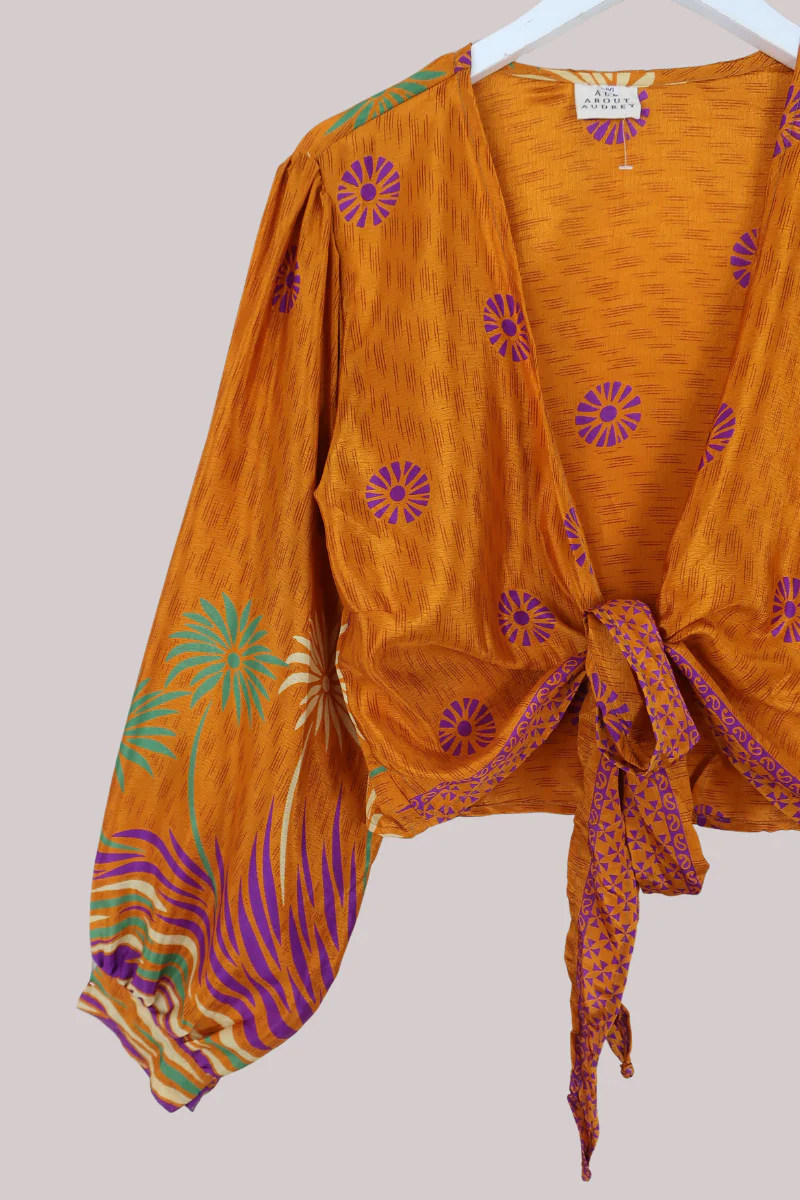 Lola Wrap Top in Spiced Honeydew Florals - Size M/L - Image 2