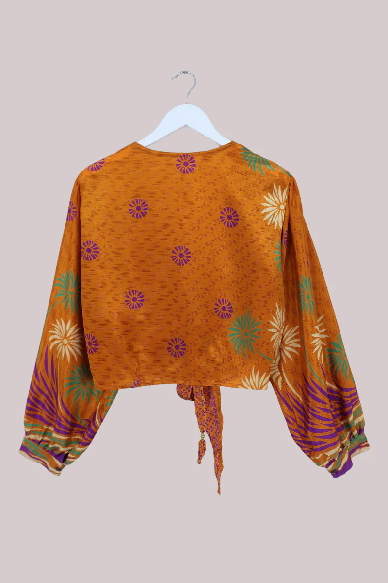 Lola Wrap Top in Spiced Honeydew Florals - Size M/L - Image 3