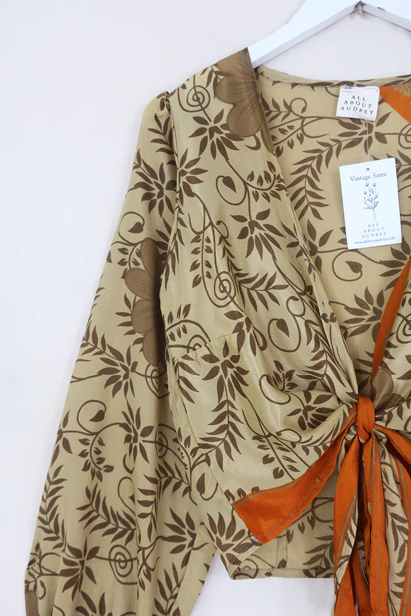 Lola Wrap Top - Antique Gold Winding Vines - Size XS - Image 2