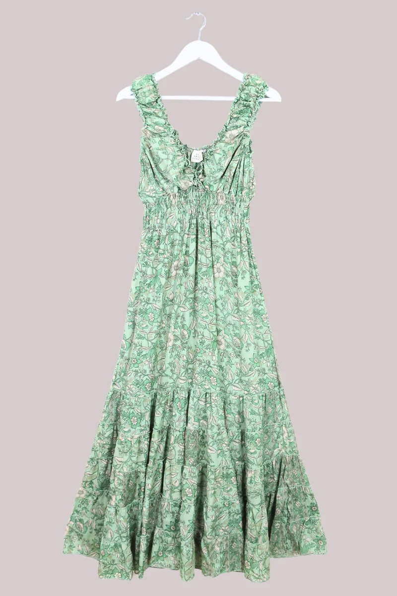 Maisie Folklore Floral Maxi Dress in Bamboo Green - Image 2