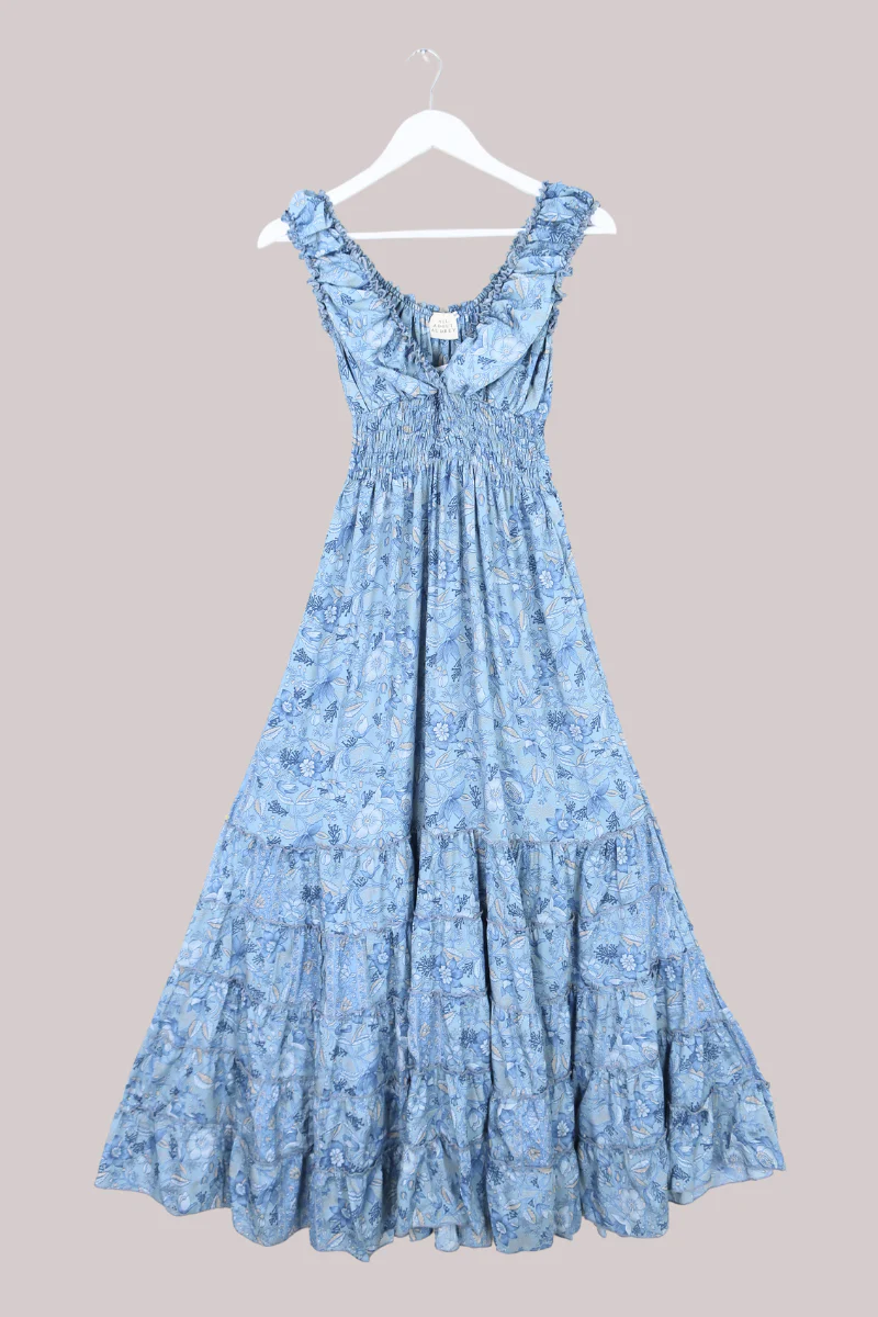 Maisie Folklore Floral Maxi Dress in Forget-Me-Not Blue - Image 2
