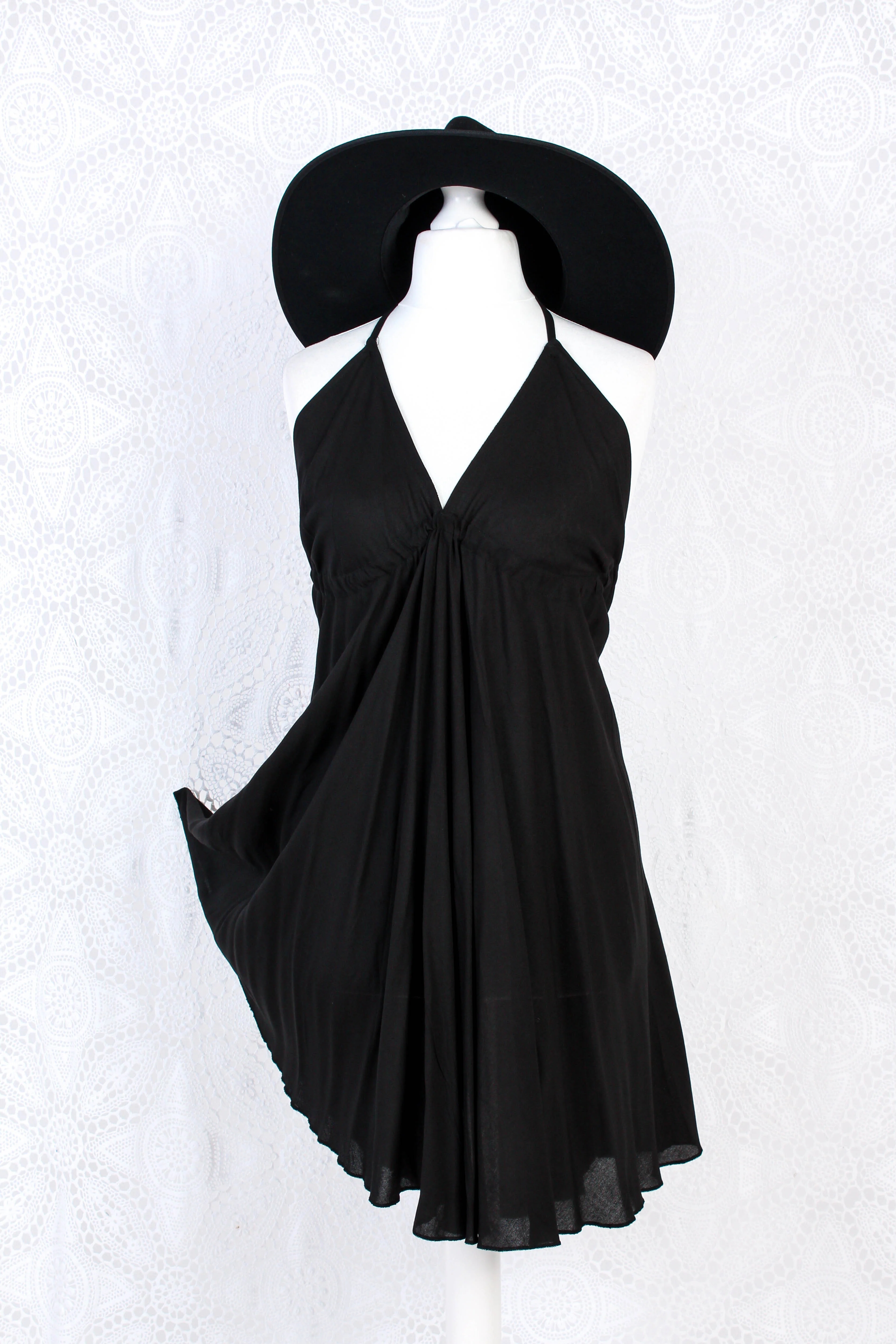 Khroma Medusa Mini Halter Dress in Jet Black - Free Size - Image 3