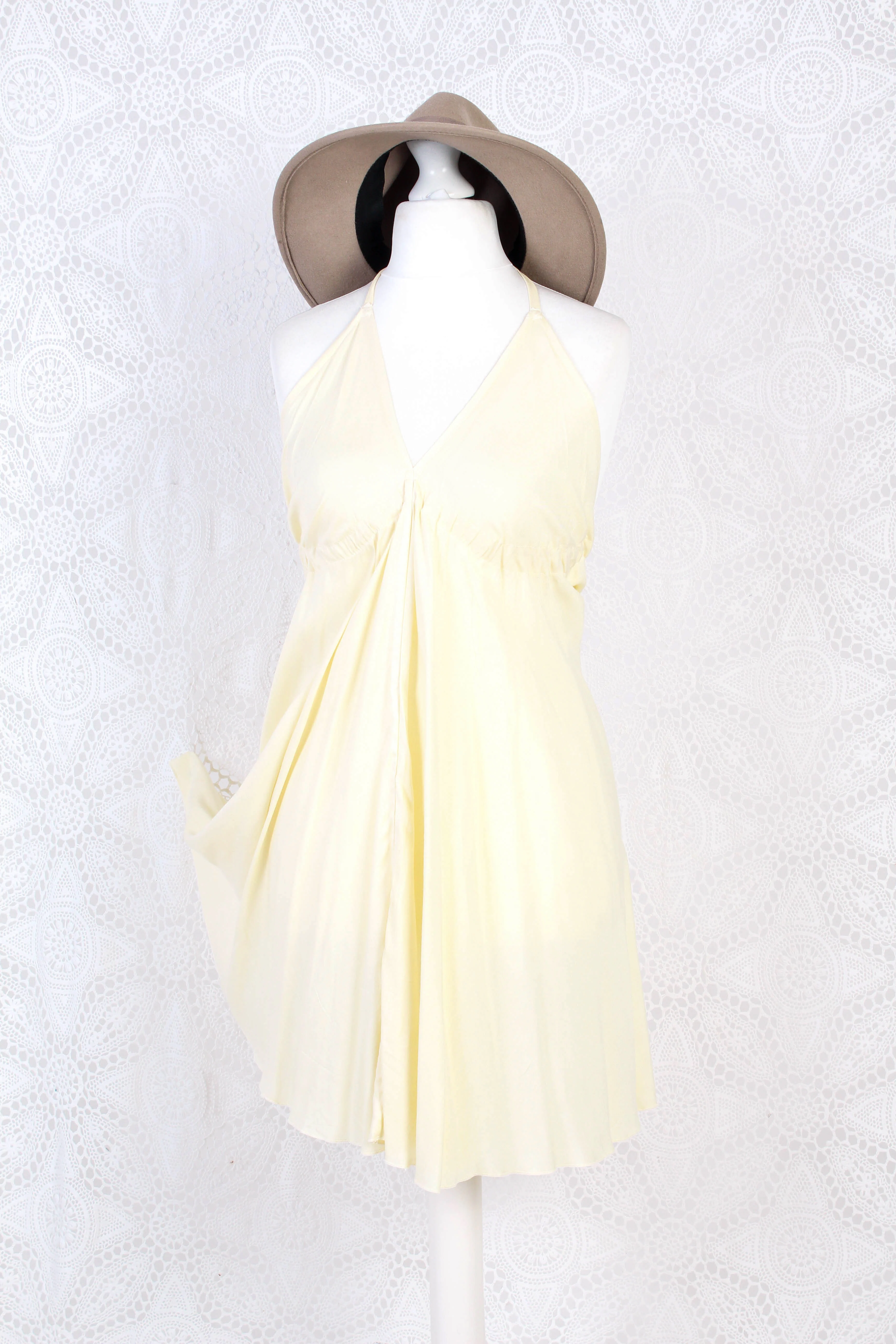 Khroma Medusa Mini Halter Dress in Light Cream - Free Size - Image 3