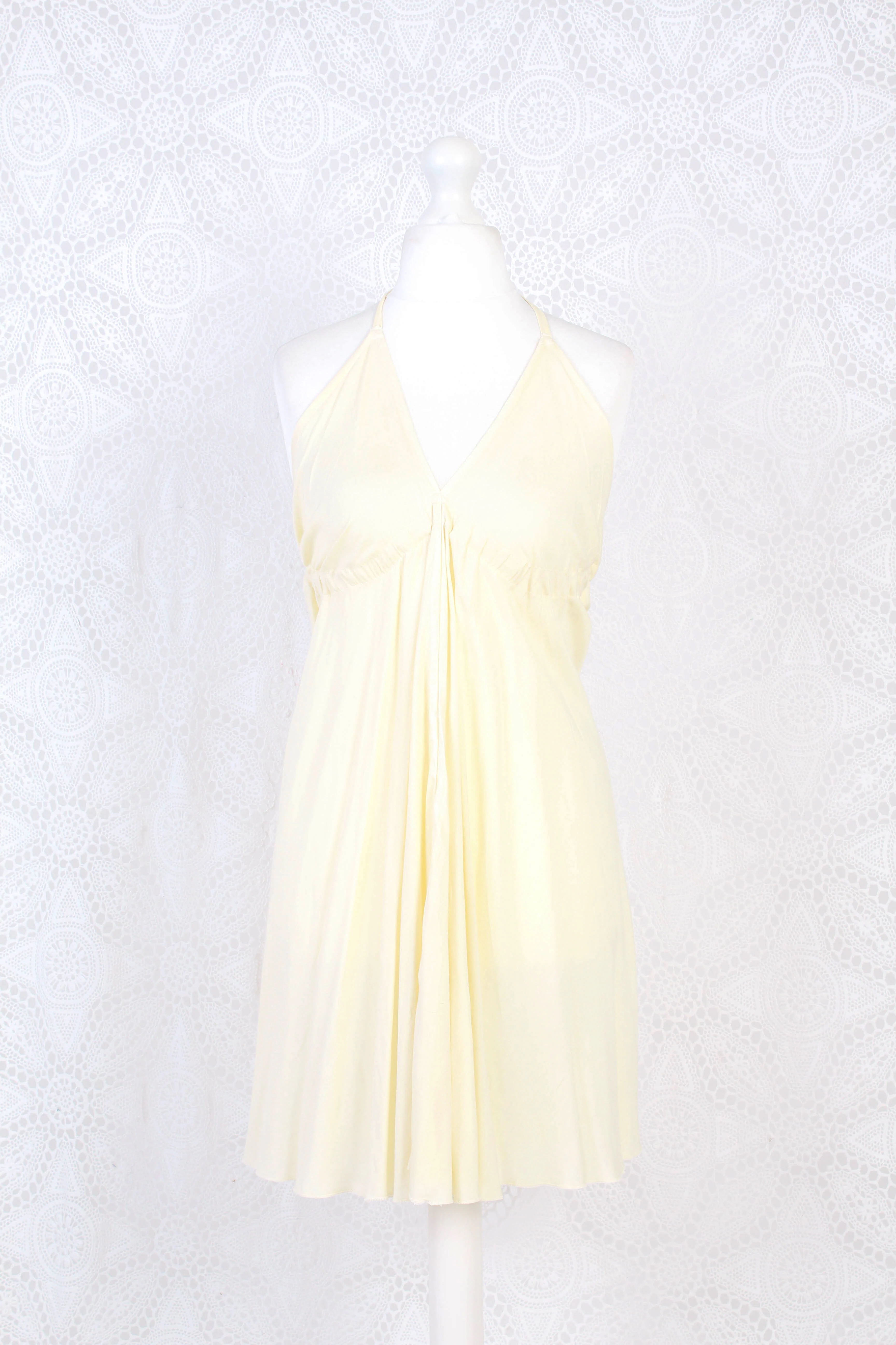 Khroma Medusa Mini Halter Dress in Light Cream - Free Size - Image 4
