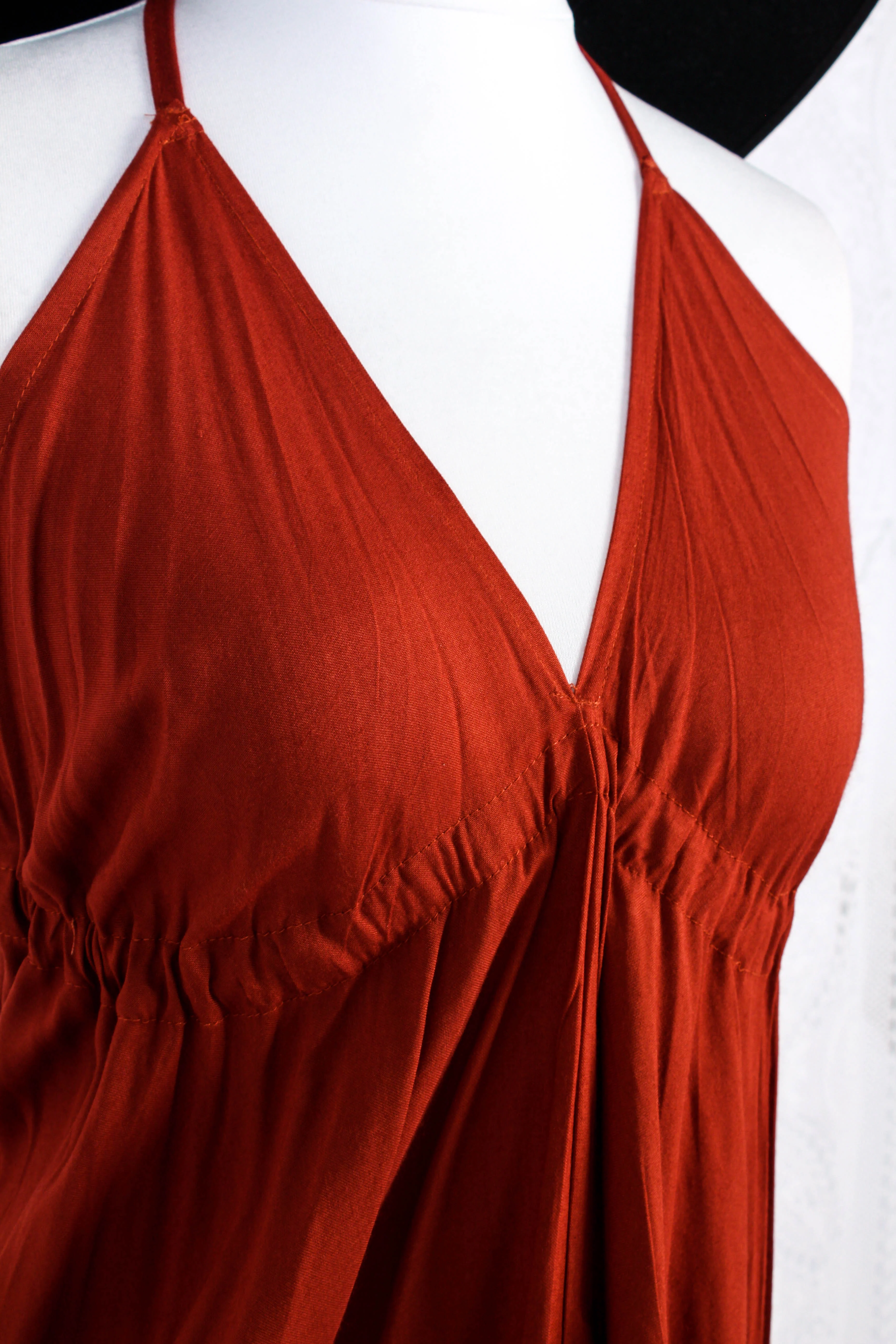 Khroma Medusa Mini Halter Dress in Rust Red - Free Size - Image 4
