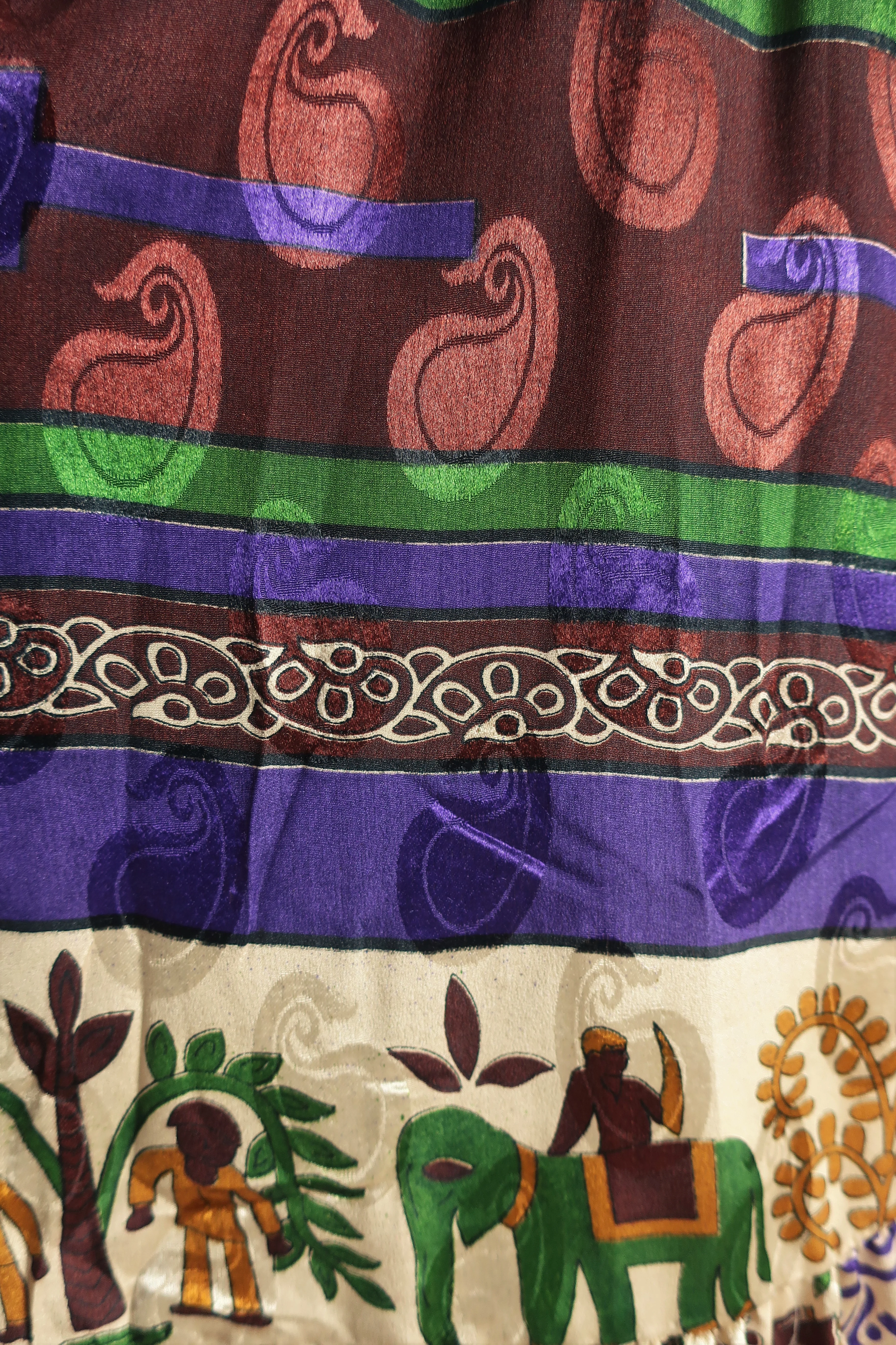 Mona Mini Dress - Vintage Indian Sari - Purple & Gold Illustrations - Free Size - Image 4