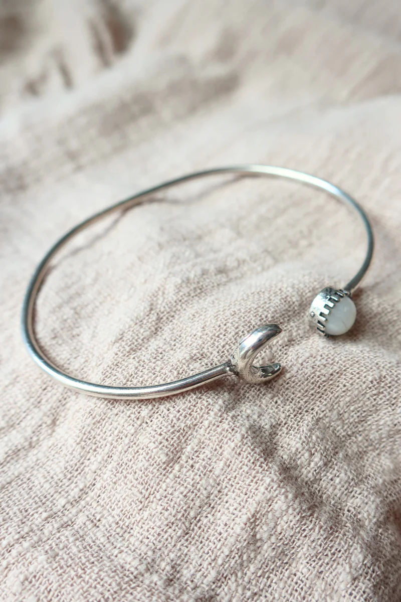 Moonlit Bangle in Silver with White Moonstone - Image 2