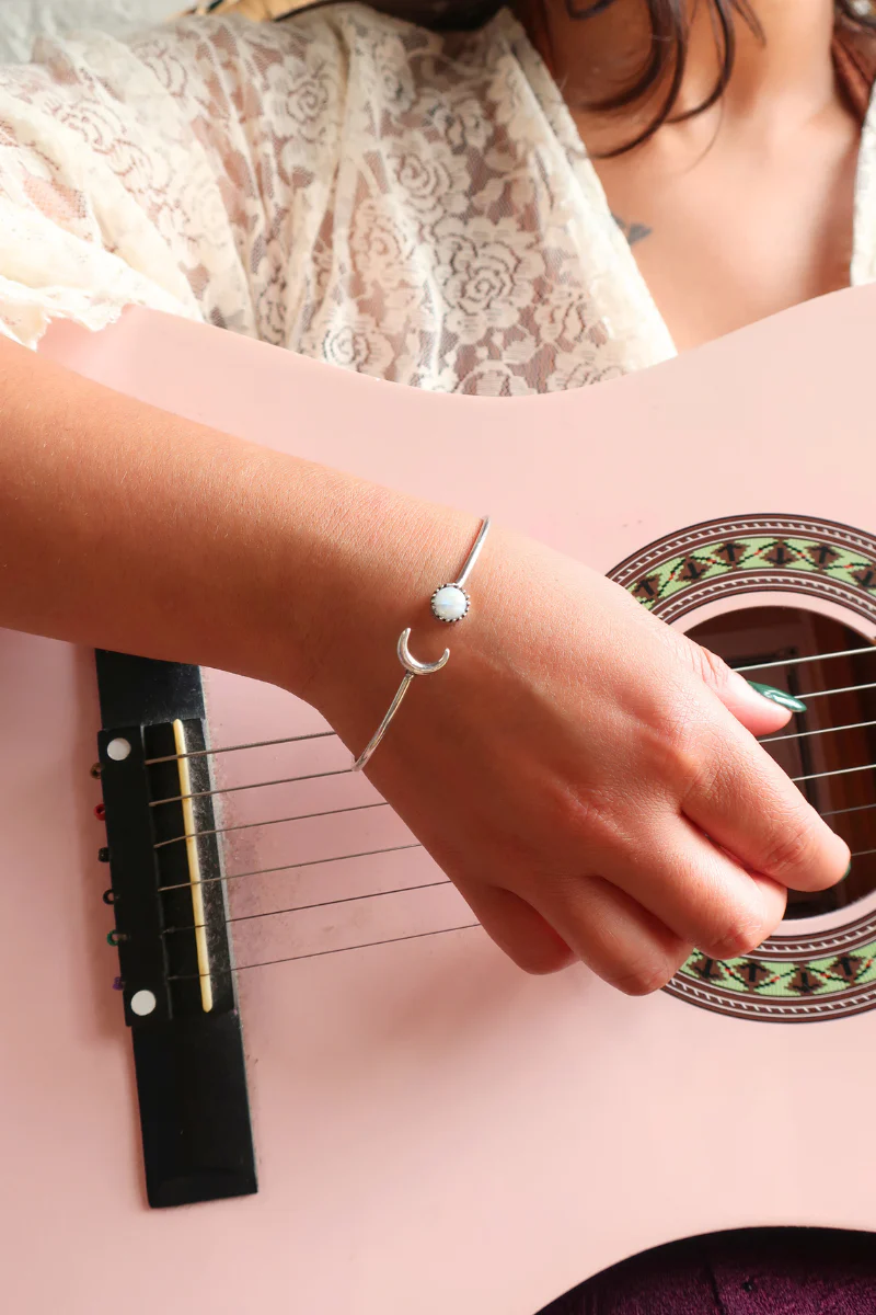 Moonlit Bangle in Silver with White Moonstone - Image 3