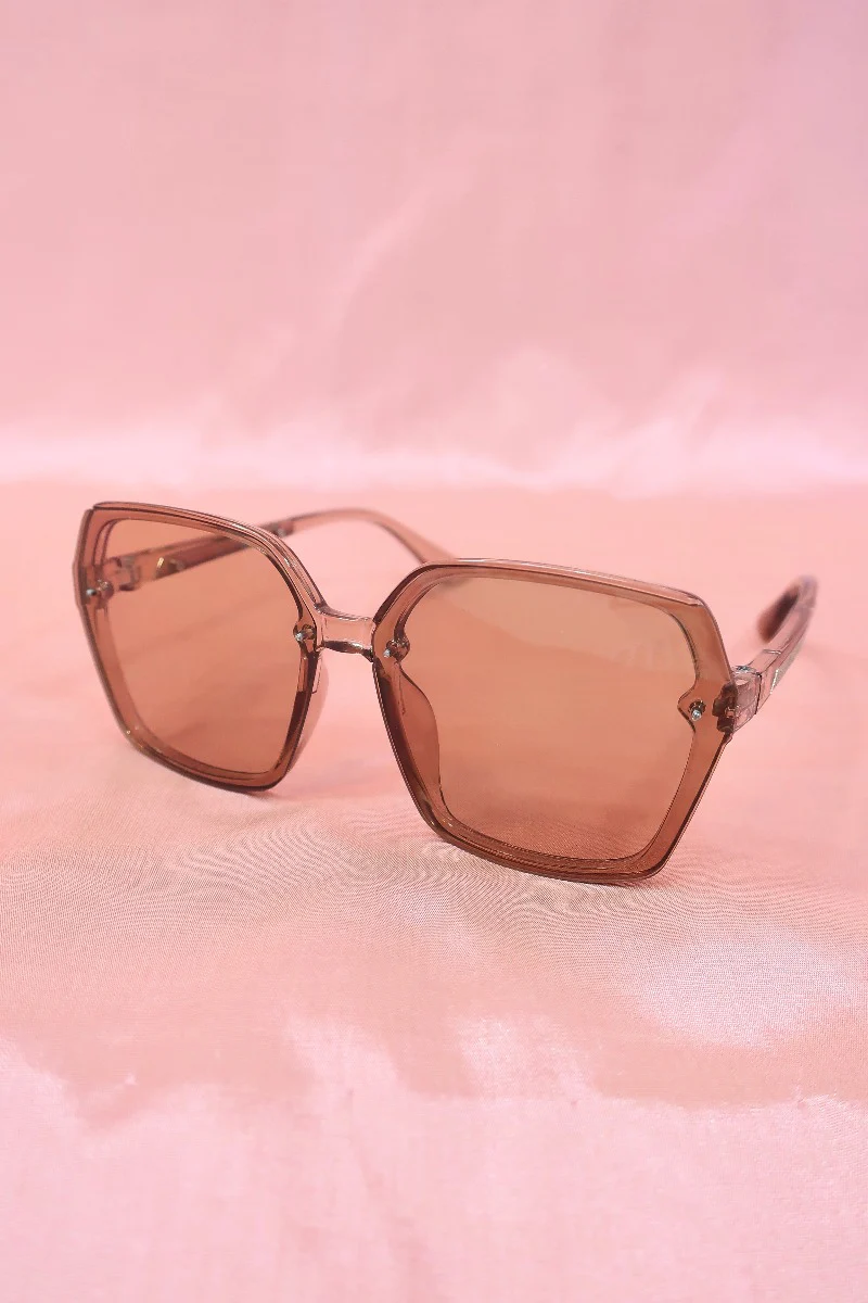 Oversized 70s Sunglasses - Crystal Sepia Brown - Image 4