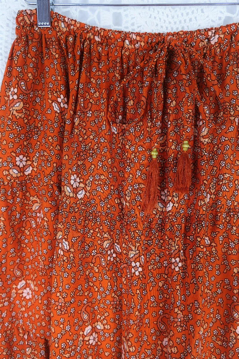 Peacock Prairie Skirt in Burnt Orange - Free Size - Image 3