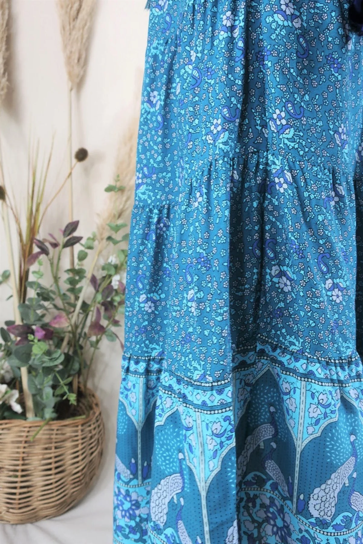 Peacock Prairie Skirt in Ocean & Indigo - Free Size - Image 3