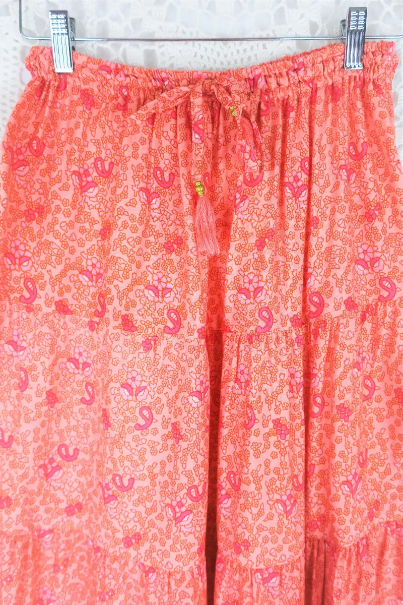Peacock Prairie Skirt in Peachy Rose - Free Size - Image 3