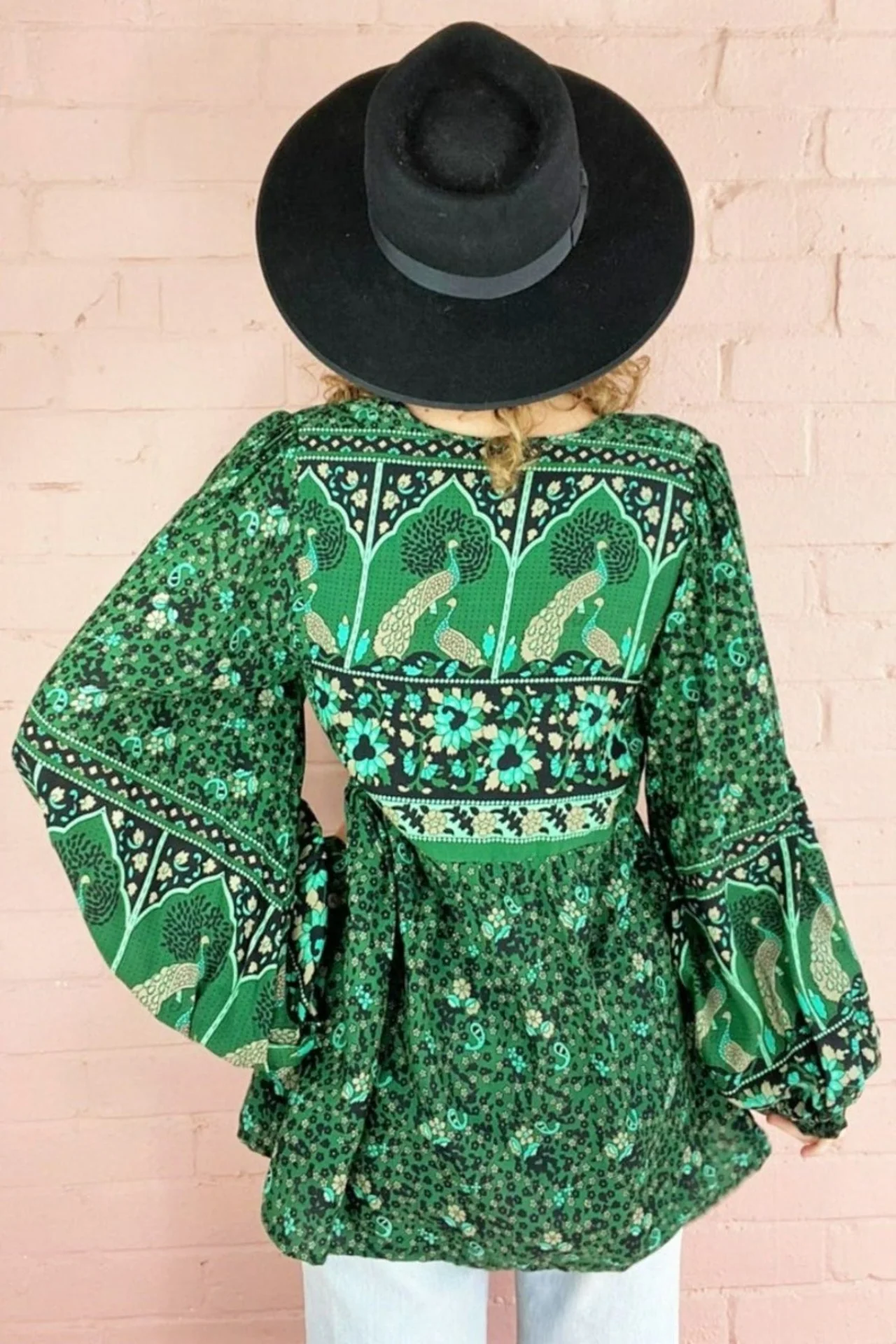 Peacock Prairie Top in Forest Green - Image 7
