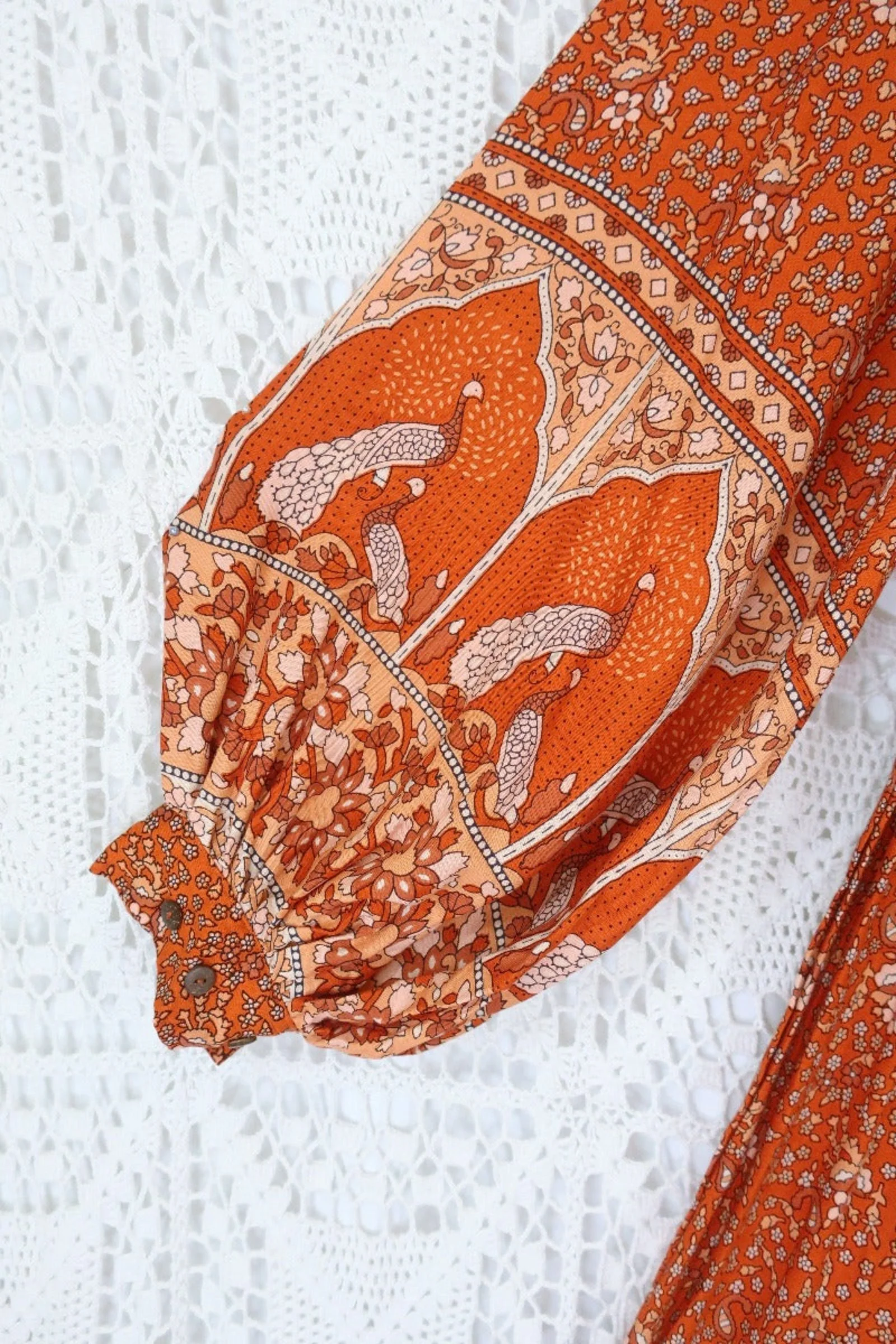 Peacock Primrose Dress in Burnt Orange - Image 7
