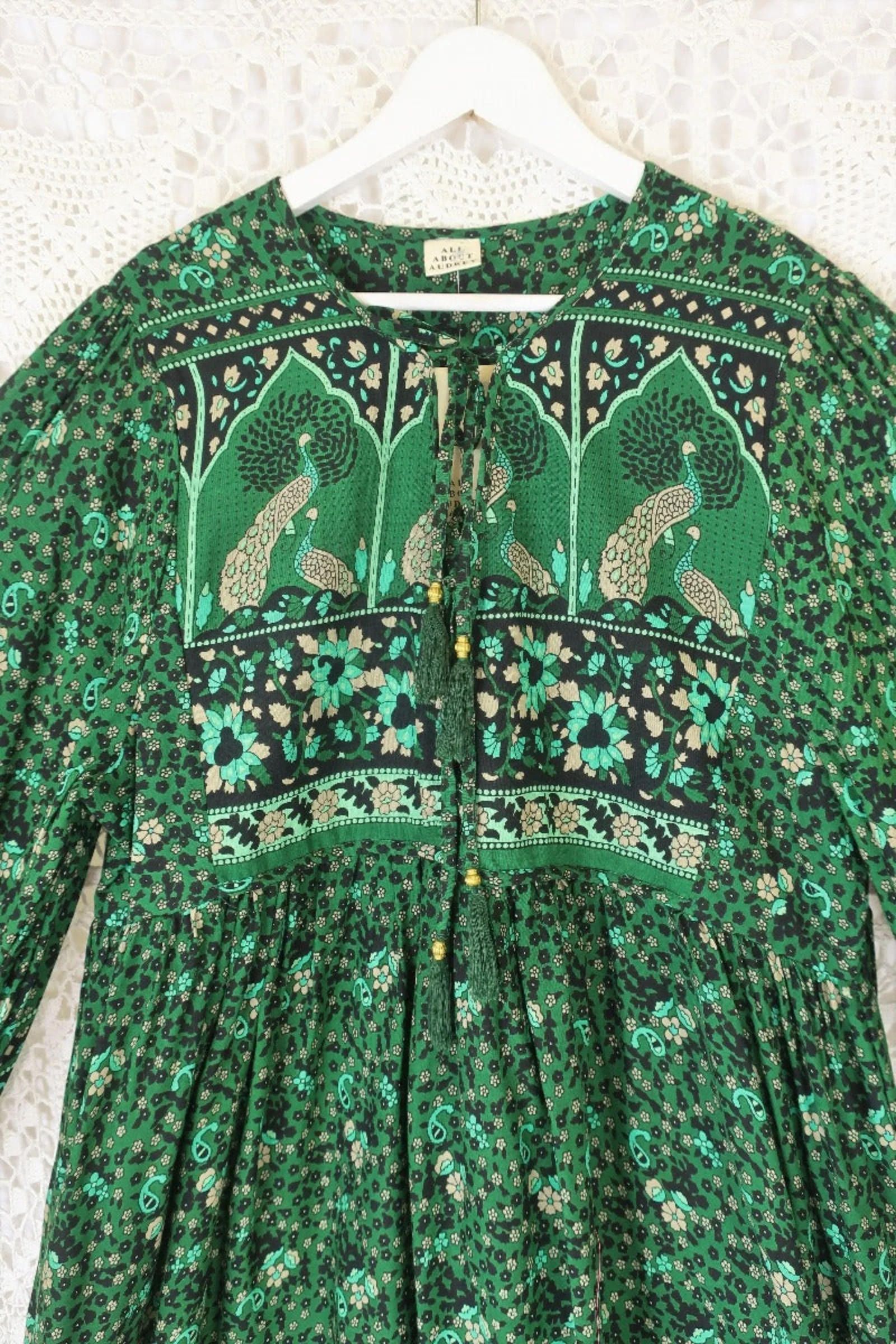 Peacock Primrose Dress in Forest Green - Image 3