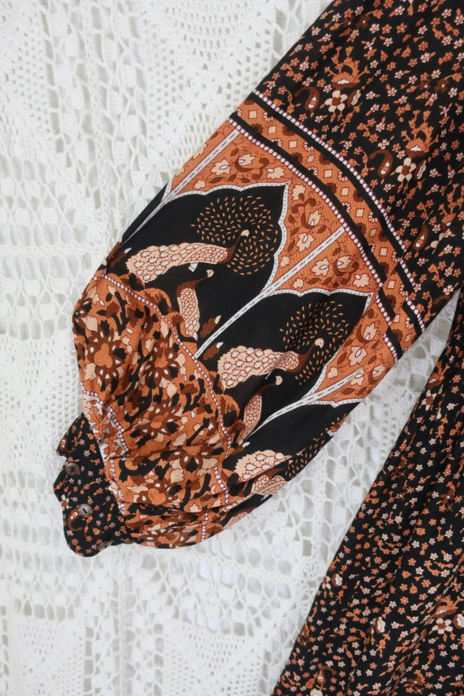 Peacock Primrose Dress in Jet Black & Terracotta - Image 6