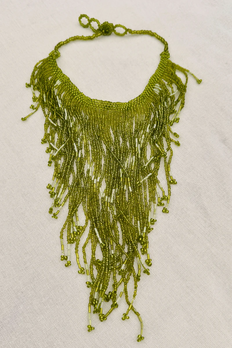 Peridot Waterfall Beaded Necklace