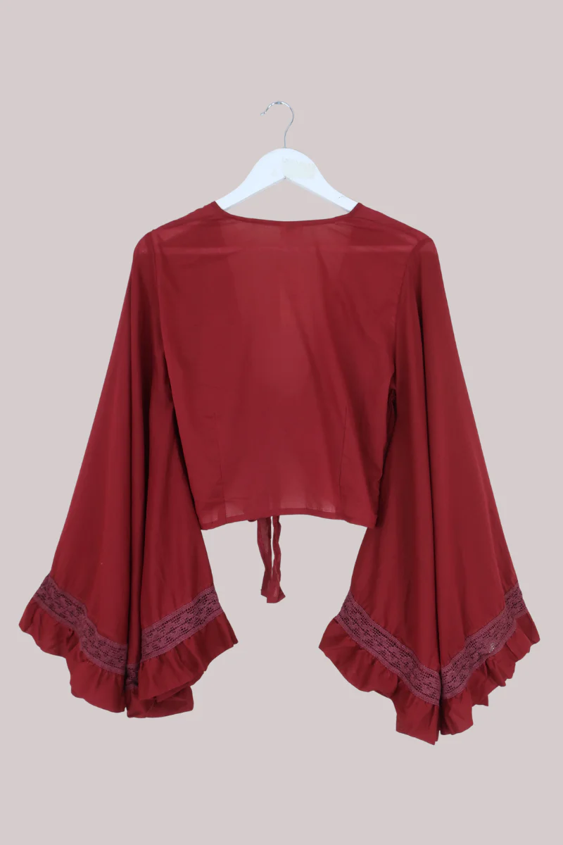 Pisces Crochet Wrap Top in Belladonna Red - Image 4