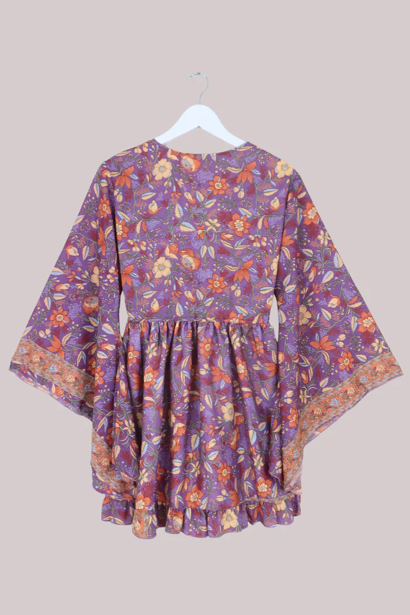 Pixie Folklore Floral Babydoll Mini Dress in Hibiscus Purple - Image 6