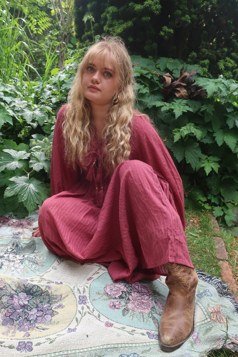 Khroma Primrose Dress in Purple Sangria Indian Cotton