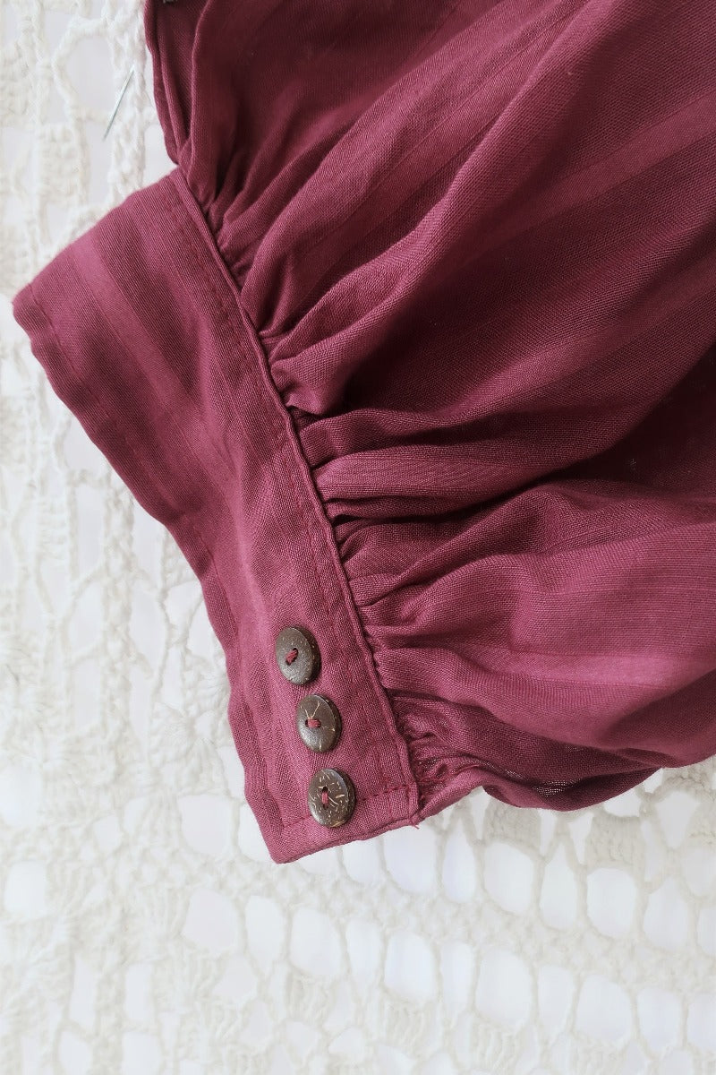 Khroma Primrose Dress in Purple Sangria Indian Cotton - Image 4