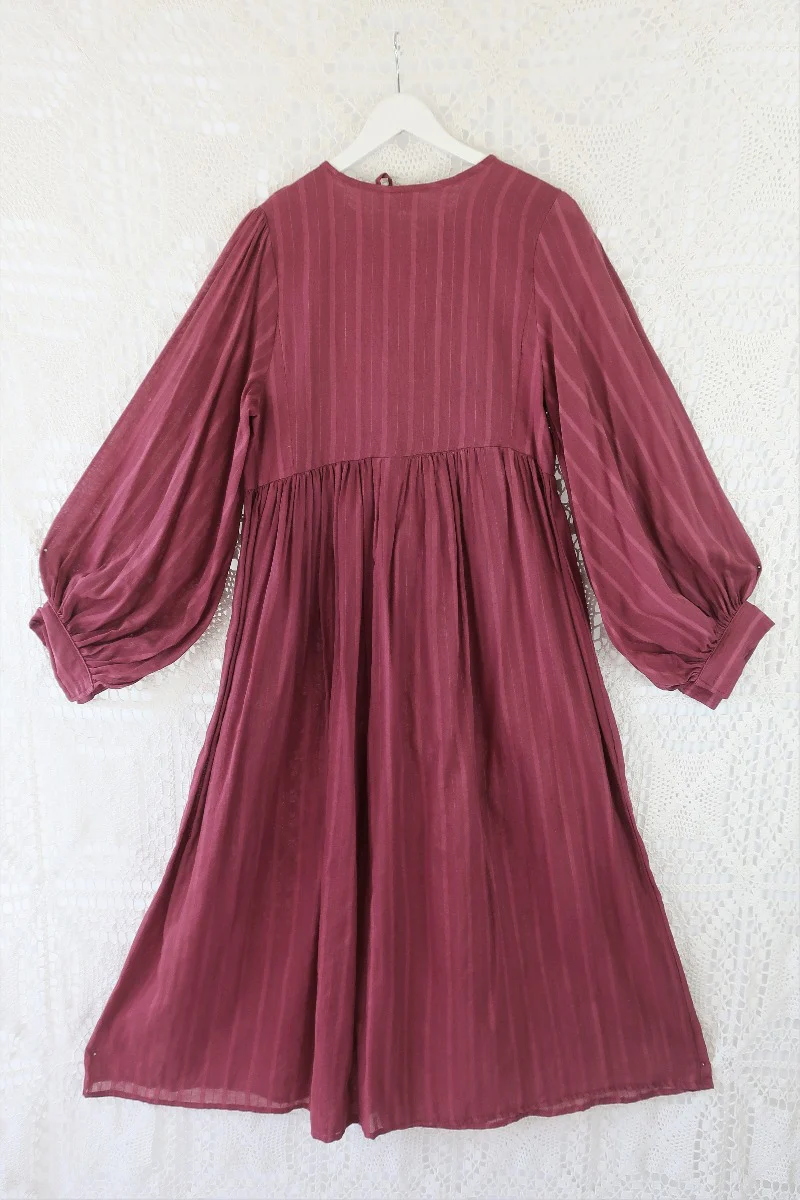 Khroma Primrose Dress in Purple Sangria Indian Cotton - Image 5