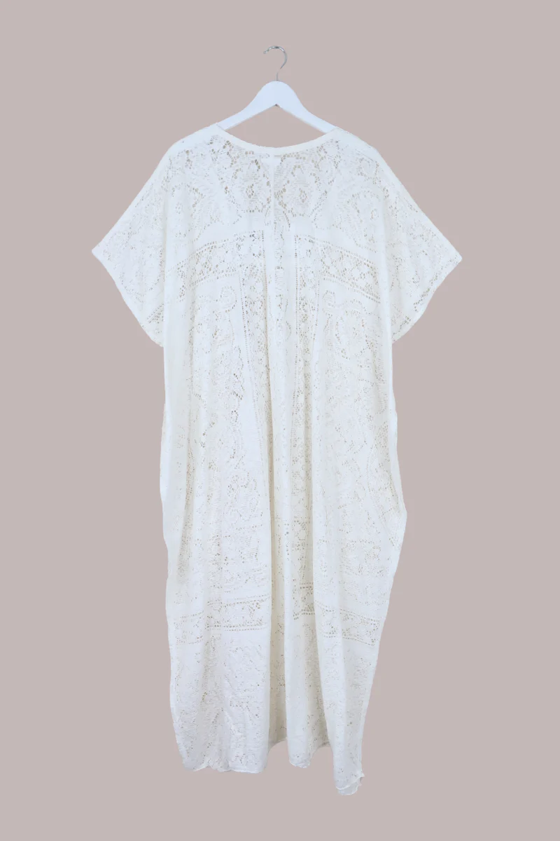 Priscilla Kaftan Dress in Chalk White Lace - Free Size - Image 3