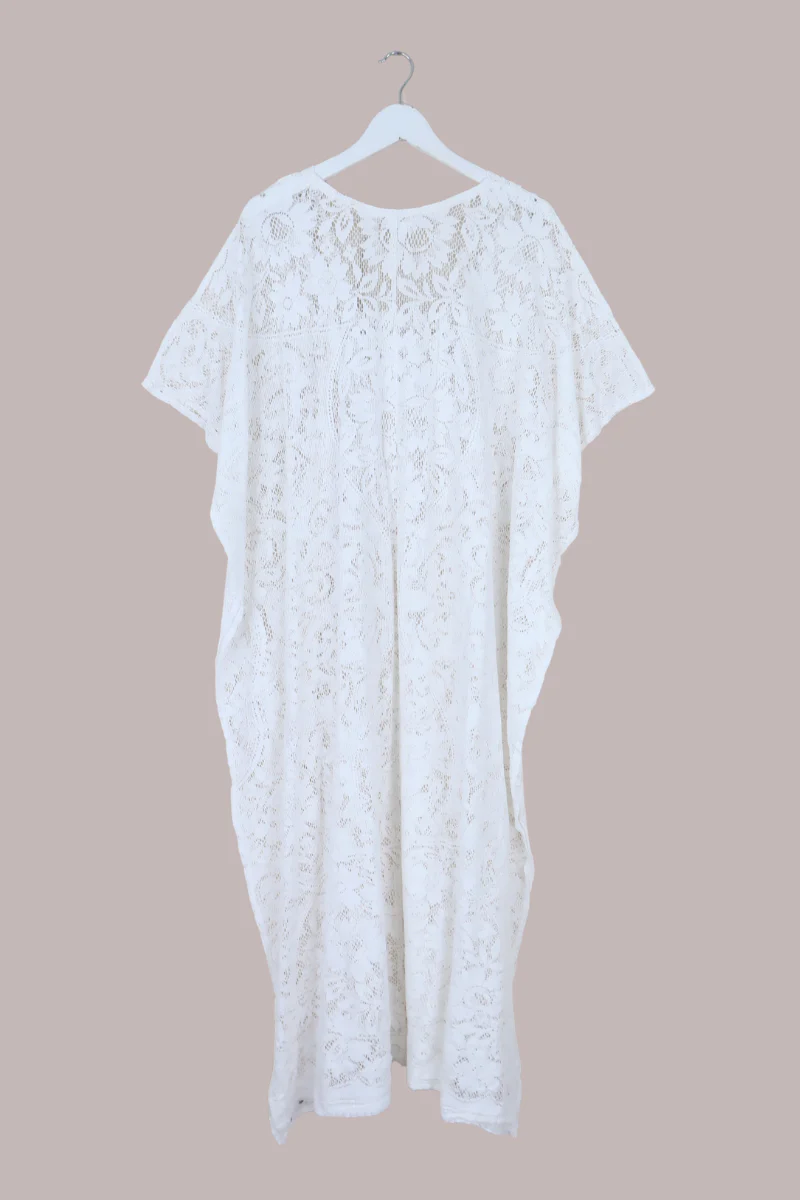 Priscilla Kaftan Dress in Orchid White Lace - Free Size - Image 3