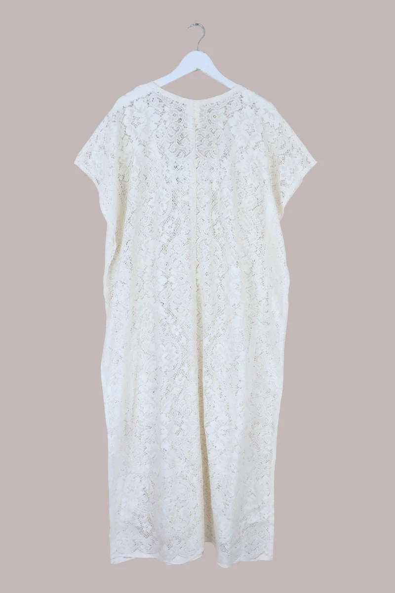 Priscilla Kaftan Dress in Parchment Cream Lace - Free Size - Image 3