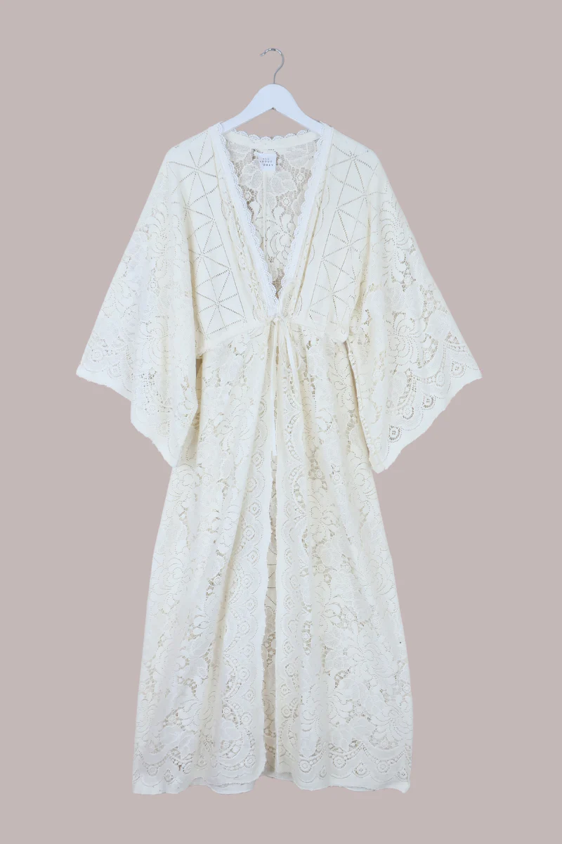 Ramona Robe in Curtain White Lace - Free Size