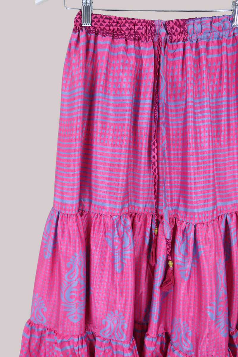 Rosie Midi Skirt in Abstract Flamingo Pink - Free Size - Image 2