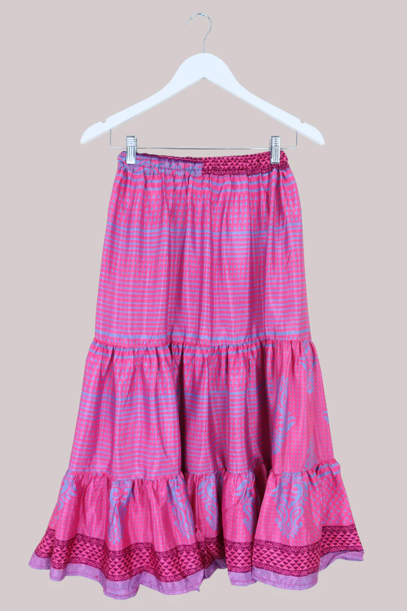 Rosie Midi Skirt in Abstract Flamingo Pink - Free Size - Image 3