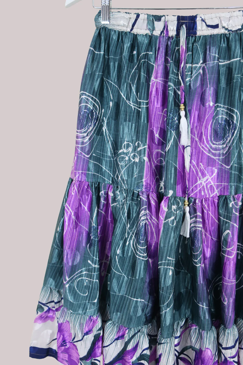 Rosie Midi Skirt in Abstract Royal Purple - Free Size - Image 2