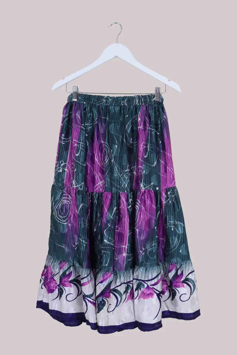 Rosie Midi Skirt in Abstract Royal Purple - Free Size - Image 3