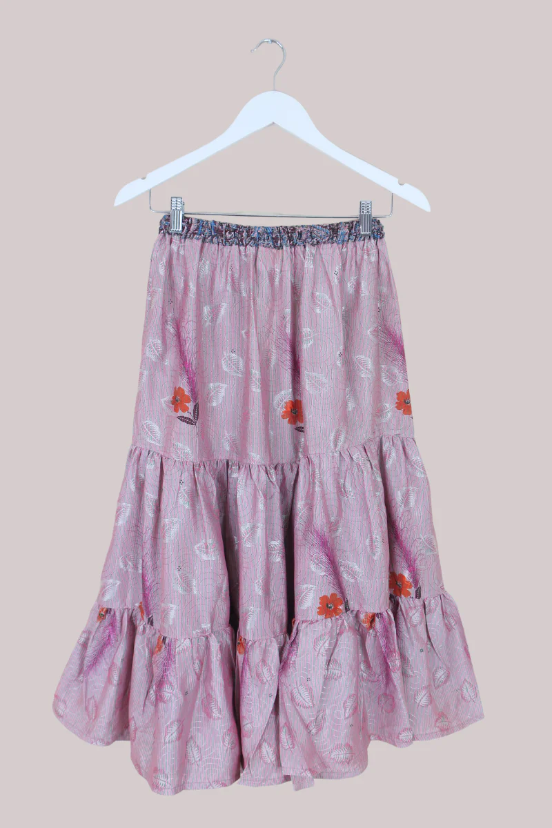 Rosie Midi Skirt in Iridescent Lavender Feathers - Free Size - Image 3