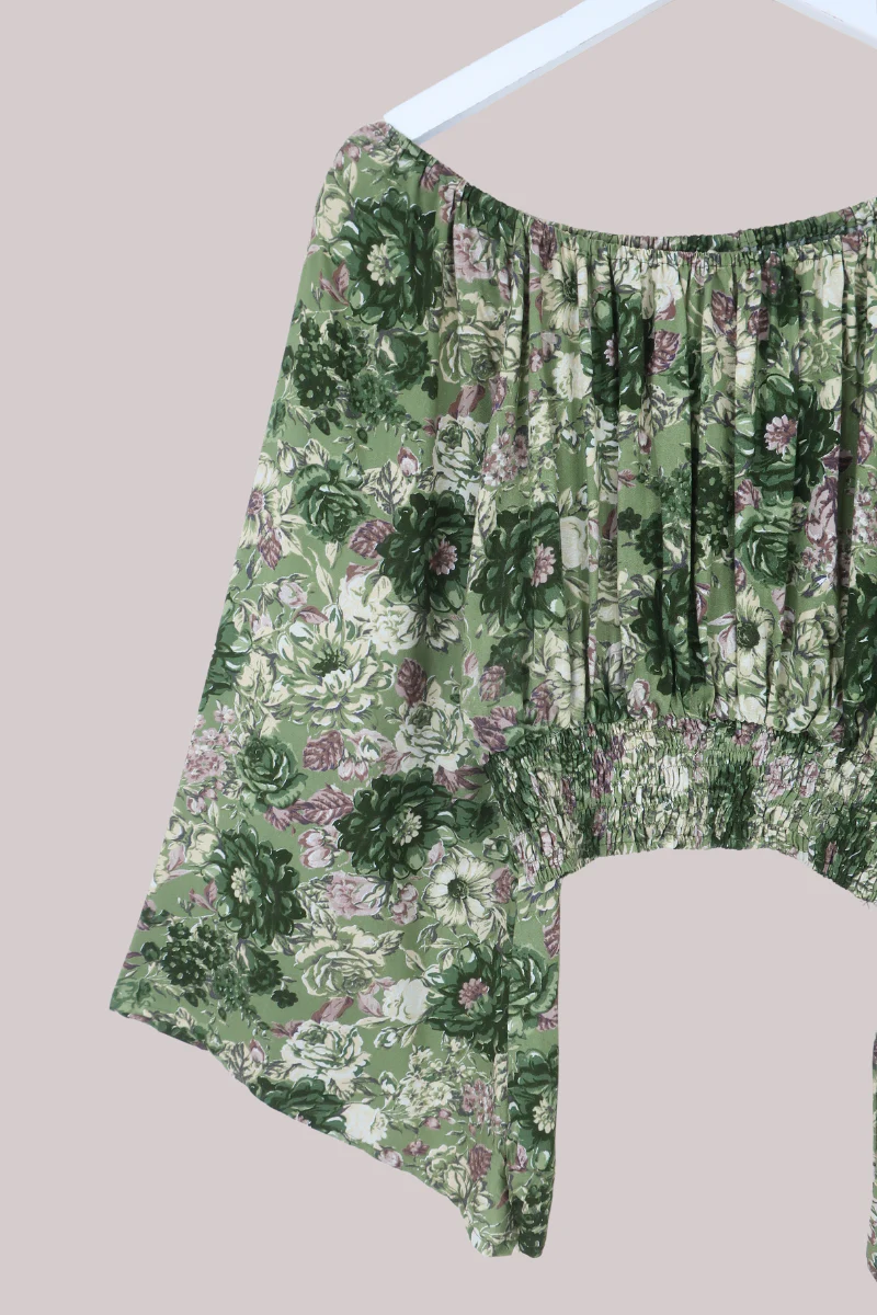 Scorpio Top in Eucalyptus Green Floral - Image 2