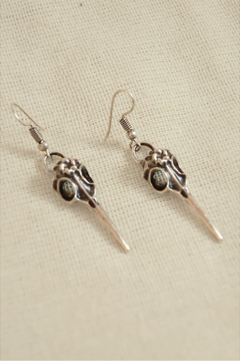 Khonsu's Skull Silver Plated Earrings - Image 2