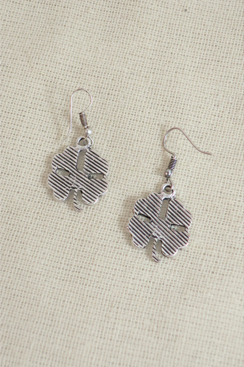 Luck of the Clover Silver Plated Earrings - Image 2