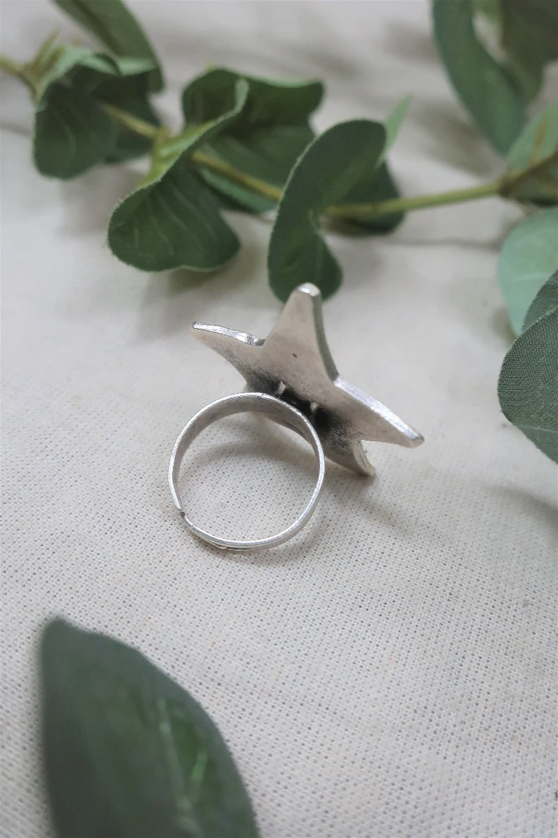 Star Light, Star Bright - Silver plated Brass Turkish Ring - Image 3