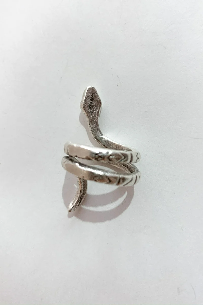 Silver Plated Turkish Coiled Serpent Ring - Image 3
